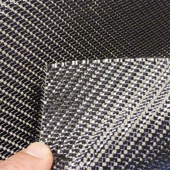 Design fabric made of carbon fibres and aluminium fibres