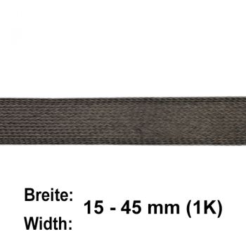 Carbon Flechtband / Kohlefaserlitze geflochten 1K (Breite bei 45° ca. 35 mm) | HP-BFC035/65/1