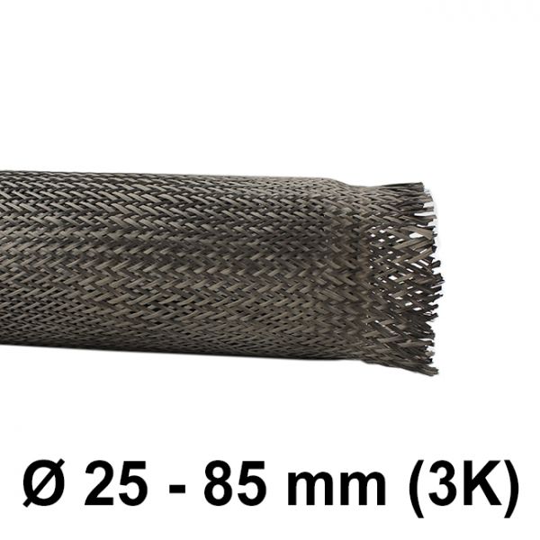 Carbon braided Sleeve 3K (D= 62 mm at 45°) | HP-BSC062/144/3
