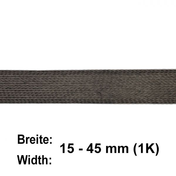Carbon Fibre Flat Braid (width at 45° ca. 35 mm) | HP-BFC035/65/1